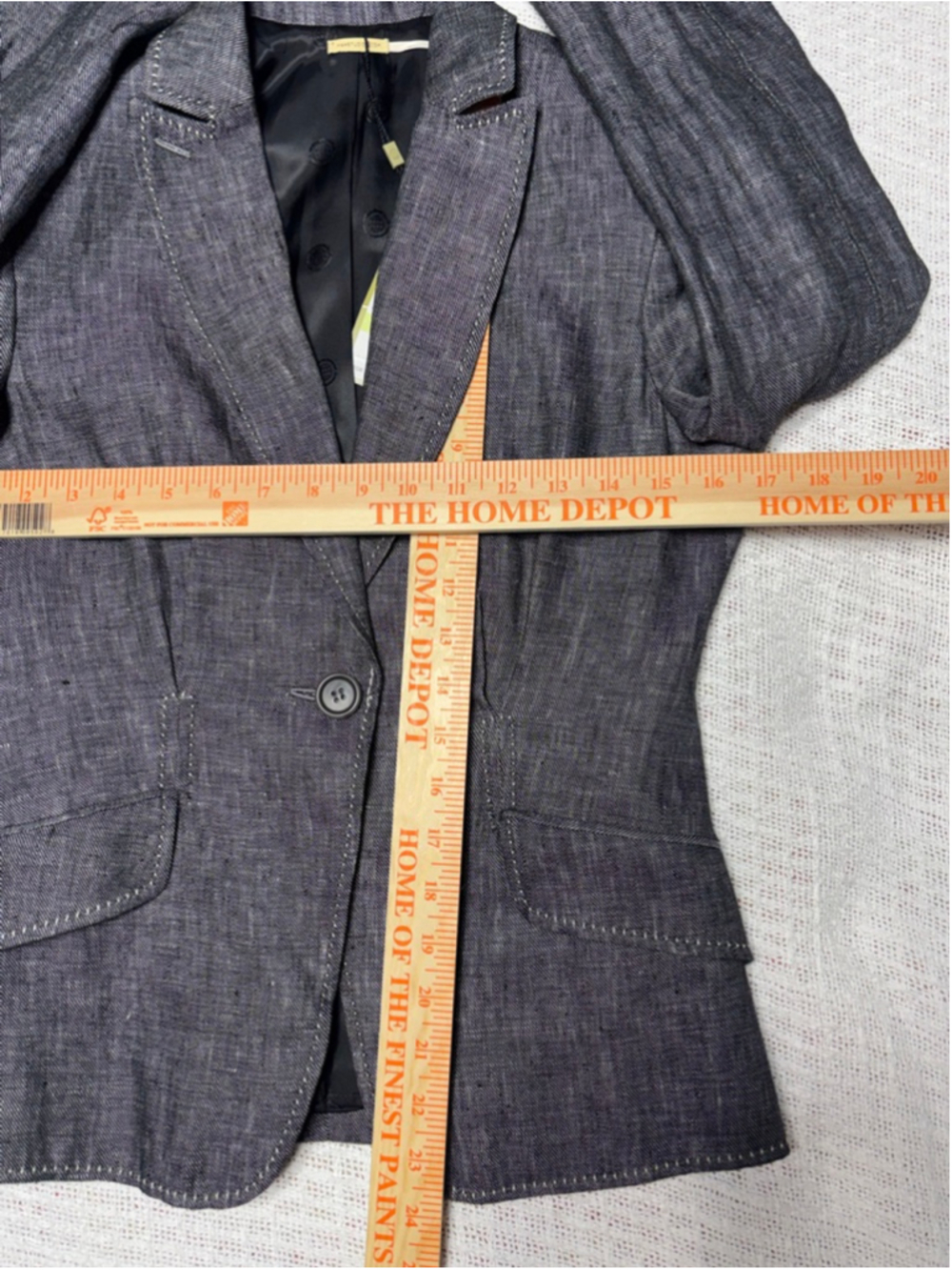 Y2K Era Max Studio 100% Linen Tailored Textured Charcoal Gray Jacket SZ 4 NWT - Picture 6 of 8